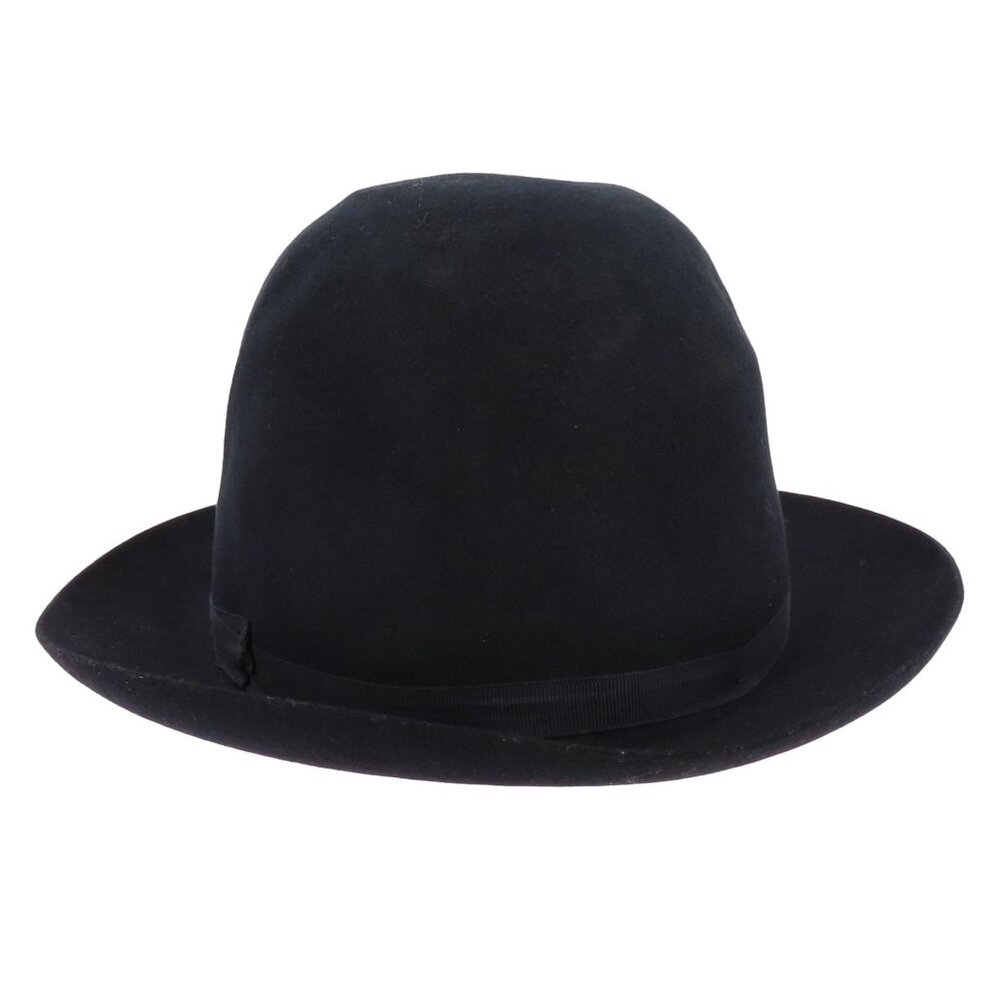 VTG Burberrys Womens Medium M Dark Navy Blue Bowler Derby Hat Made in England